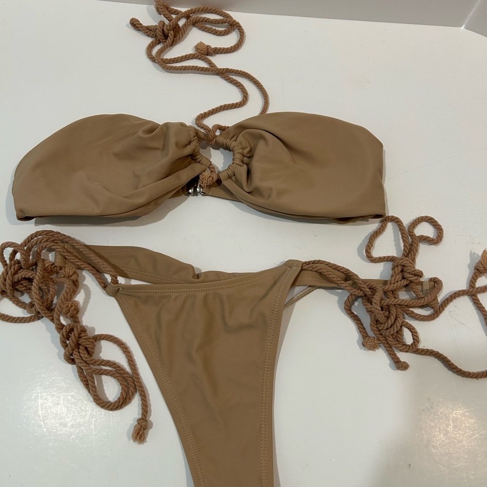 Tan Bikini Set with Rope Straps